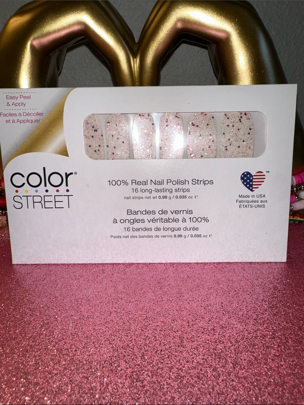Color Street Pink Speckled Glitter Nail Strips